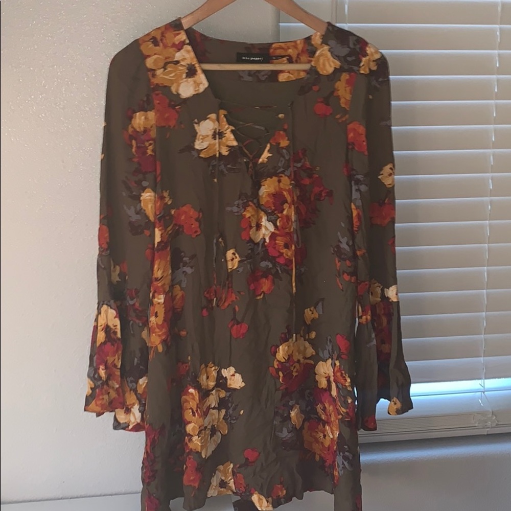 Green floral dress